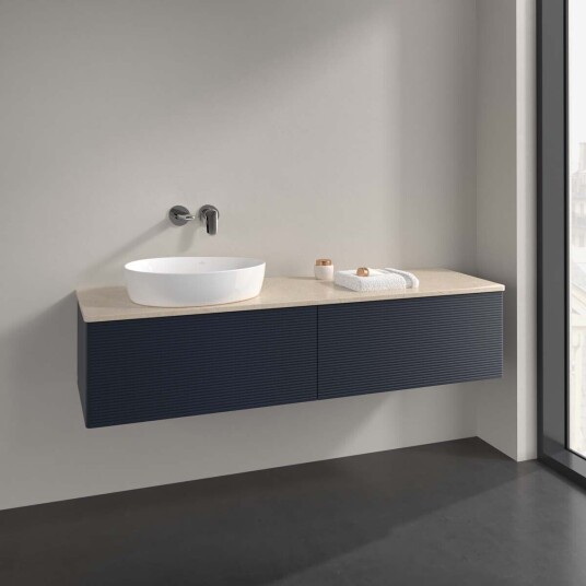 Villeroy & Boch  Antao Servantskap med 2 skuffer 160x50x36 cm m/lys Blå Matt/Crème