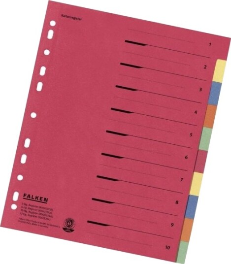 Falken 80086390 A4 Register Overbredde Blank Papp Flerfarget 10 Registerblad Falken 80086390 A4 Register Overbredde Blank Papp Flerfarget 10 Registerblad