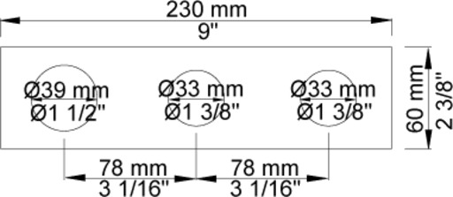 Vola Plate 2003K, 3 Hull, Rustfritt Stål