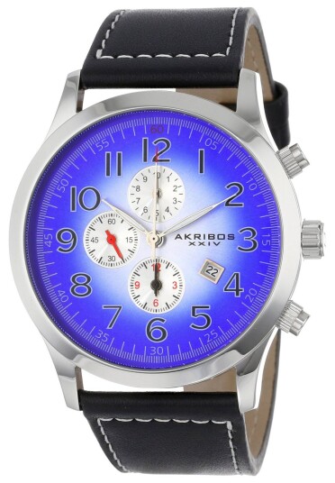 Akribos XXIV Herreklokke AK603BU Essential Blå/Lær Ø47 mm