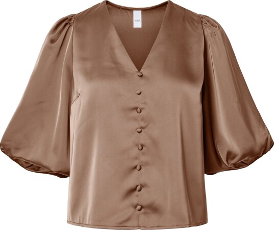 YAS Yaspella 2/4 V Neck Top S. Noos Brown M