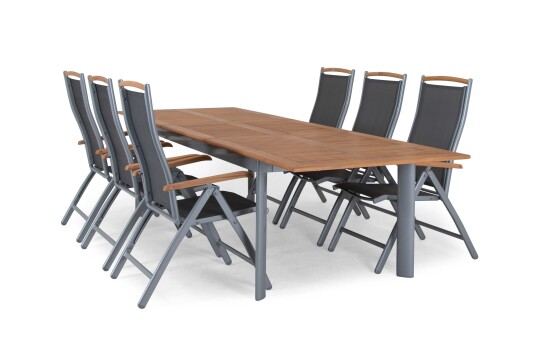 Selected Home Nice matgrupp Silver/silver i teak 6 stolar & bord 224-304 cm Selected Home Nice matgrupp Silver/silver i teak 6 stolar & bord 224-304 cm