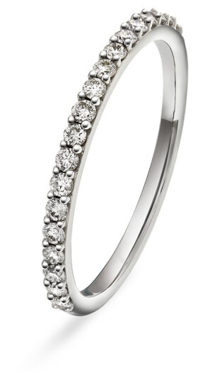 Clara rekkering i 375 hvitt gull med diamanter 0,25 ct, størrelse 50