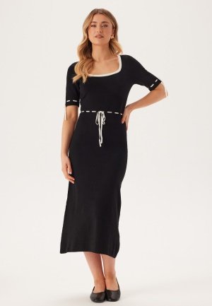 Happy Holly Knitted Bow Dress Black/Cream 32/34