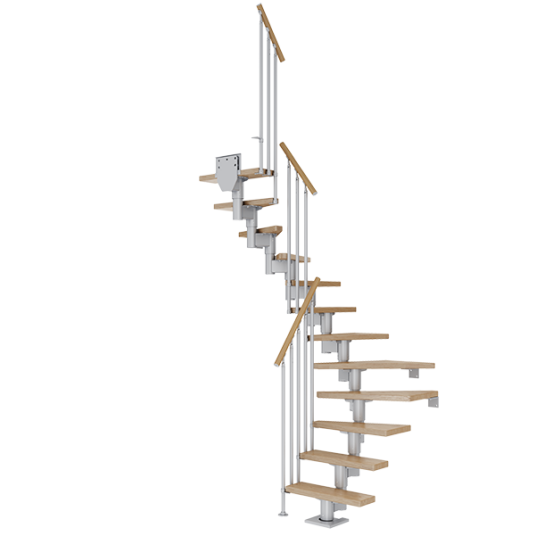 Dolle Dublin U-trapp Pearl Grey-classic Iii-lakkert Eik-71-11 - Loddret Høyde 222 270 Cm