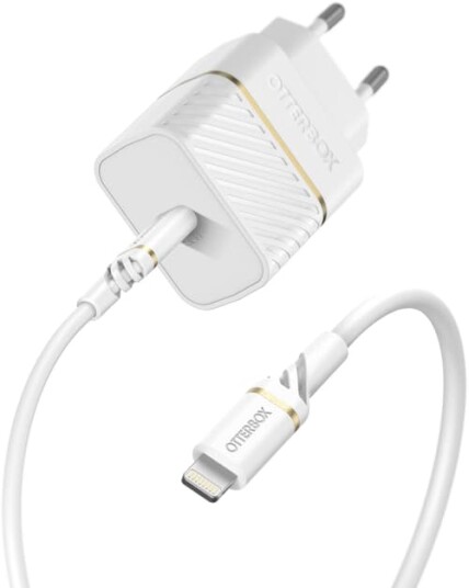 OtterBox 20W USB-C Vegglader med Lightning-kabel Hvit OtterBox 20W USB-C Vegglader med Lightning-kabel Hvit