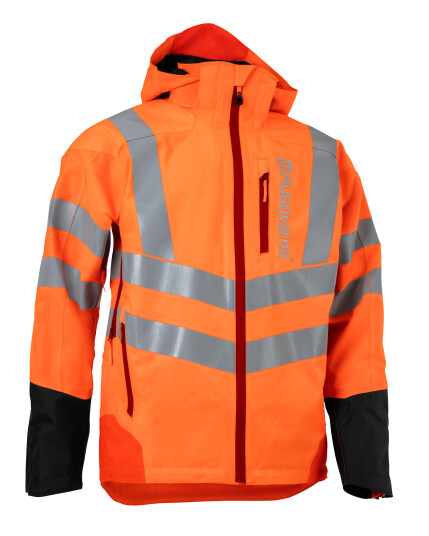 Husqvarna Vent High-Viz Regnjakke S - Vannavvisende Arbeidsjakke med Tapede Sømmer Husqvarna Vent High-Viz Regnjakke S - Vannavvisende Arbeidsjakke med Tapede Sømmer