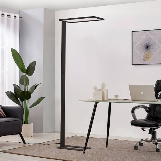 Prios Taronis LED-gulvlampe for kontor, dimmer, svart Prios Taronis LED-gulvlampe for kontor, dimmer, svart