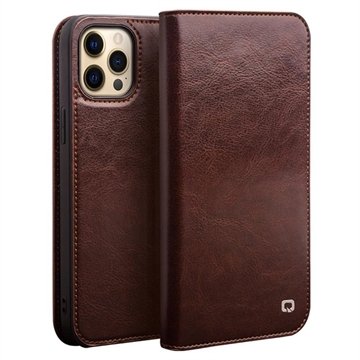 Qialino Classic iPhone 13 Pro Lommebok-deksel I Lær Brun