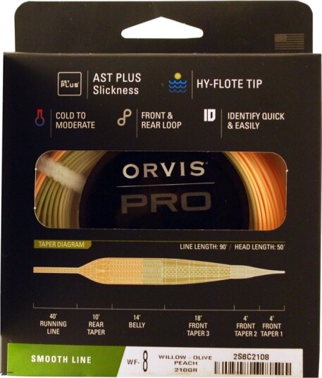 Orvis Pro Trout Smooth WF fluesnøre Willow-Olive-Peach Orvis Pro Trout Smooth WF fluesnøre Willow-Olive-Peach