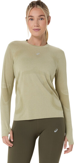 Asics Women's Road Seamless Long Sleeve Top Khaki/Cream S
