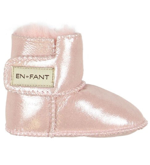 En Fant Lammeskinn Tøfler m. Fôr Lyserød metallic 25/26 Tøfler Rosa 25 26