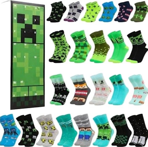 2026 Minecraft julekalender julestrømpe 12 paknings gavesett for barn og tenåringer 12 par perfekt
