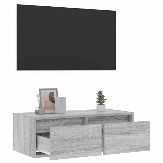  TV-benk med LED-lys grå sonoma 75x35,5x25 cm 8721158663474
