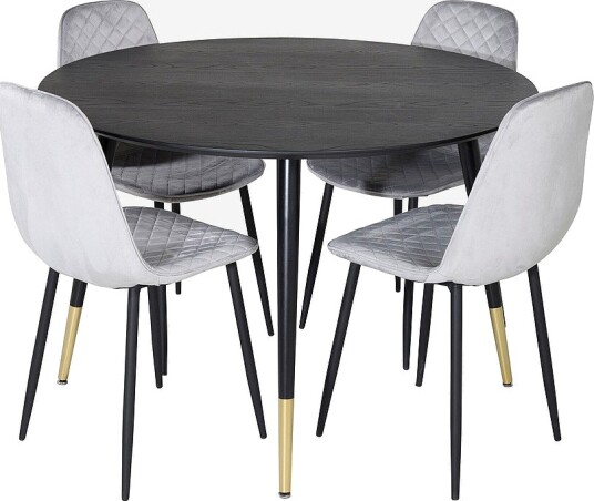 Venture Home Spisegruppe Dipp med 4 stk stoler Polar Svart Venture Home Spisegruppe Dipp med 4 stk stoler Polar Svart