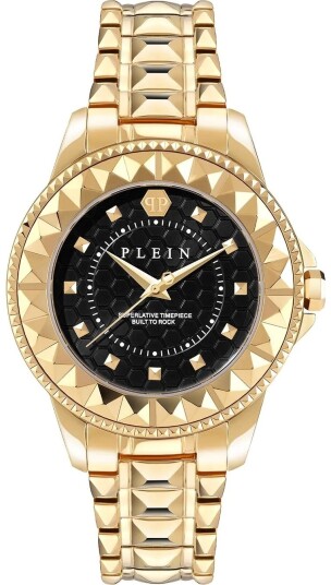 Philipp Plein Dameklokke PWPQA0424 Rock Couture Sort/Gulltonet stål