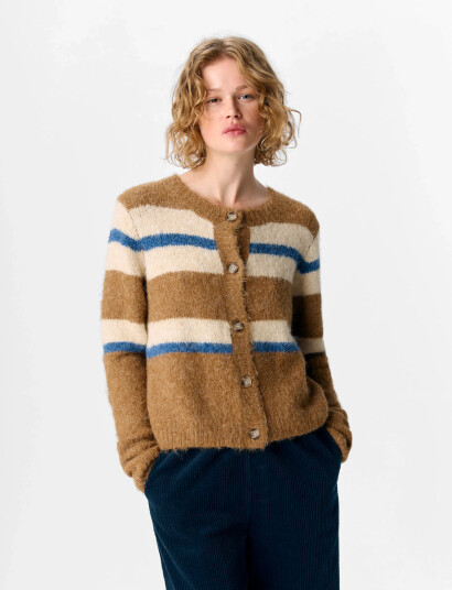 Object Objgalia L/S Re Knit Cardigan Noos - Beige - XS