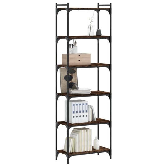 Bokhylle 6 etasjer røkt eik 60x30x188 cm konstruert tre 8721012194465