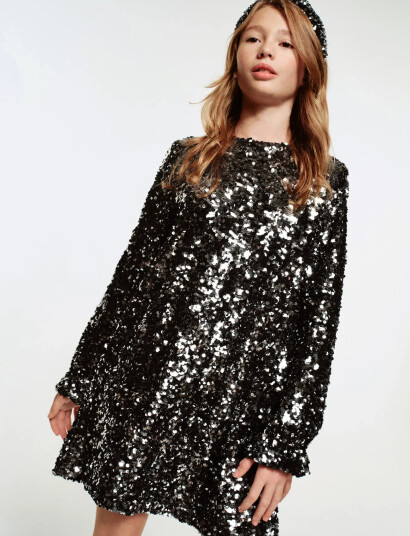 Mango Sequined Dress   Silver   5 6