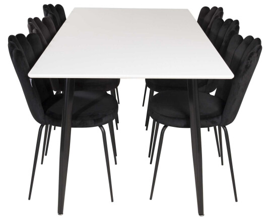 Venture Design Polar & Limhamn spisegruppe Hvit/svart 6 st stoler & bord 180 x 90 cm