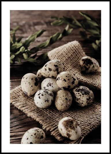 Quail Eggs on Rustic Burlap Plakat Plakat / 21x30cm