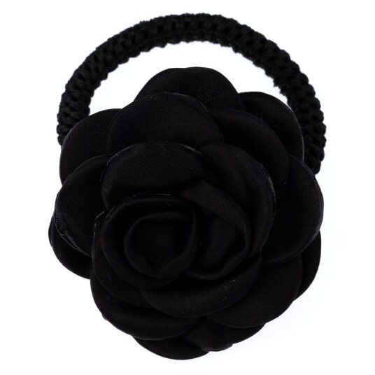 DARK Satin Rose Hair Tie Black DARK Satin Rose Hair Tie Black