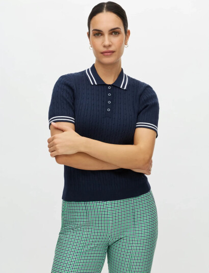 Röhnisch Classic Cable Poloshirt Navy XS Röhnisch Classic Cable Poloshirt Navy XS