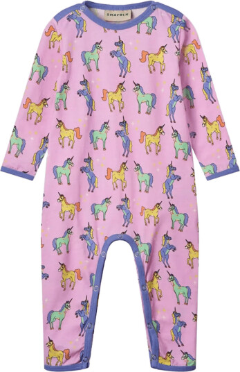 Småfolk Long Sleeved Baby Suit With Unicorns Purple 98