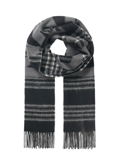 Mads Nørgaard Woven Wool Logo Scarf - Black - ONE SIZE