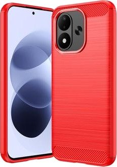 Xiaomi Redmi Note 17 4G/5G børstet TPU-deksel - karbonfiber - rød