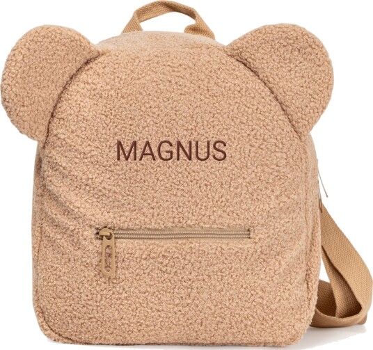 smartphoto Beige bamse ryggsekk med navn