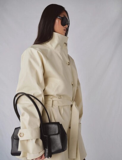 Mango Funnel Neck Belted Trench Coat   Cream   M