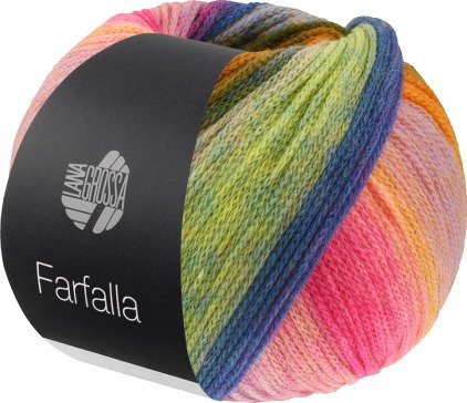 Lana Grossa Farfalla Garn 11 Orange Beige Lilla Lilac Pink Violet Rosa Marinblå Gulgrønn Gul Turkis Garn