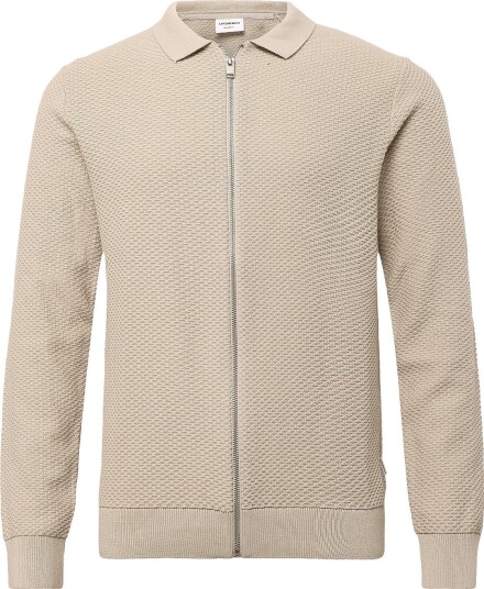 Lindbergh Structure L/S Polo Zip Cardigan LT STONE XL