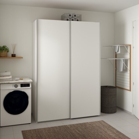 LIND NEST SKYVEDØRSGARDEROBE 150X220X67CM HVIT