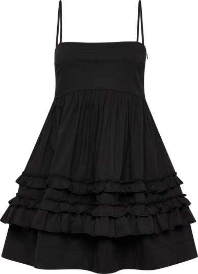 Ganni Stretch Cotton Mini Strap Dress Black 34 Ganni Stretch Cotton Mini Strap Dress Black 34