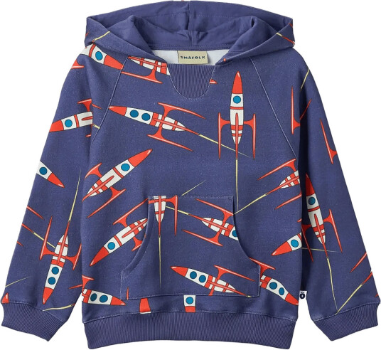 Småfolk Macoun Hoodie With Spaceships Navy 92 98