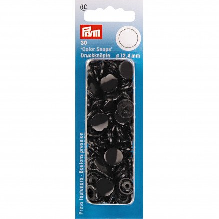 Prym Color Snaps Trykknapper av plast runde sorte 12,4 mm 30 stk