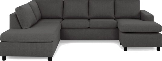 Crazy 4 seters Venstrevendt U formet Large Sofa med Divan og Sjeselong i Stoff Mørk grå