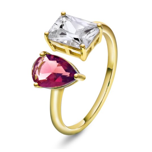 Pan Jewelry Viva Vegas ring i forgylt 925 sølv med hvit og rosa zirkonia