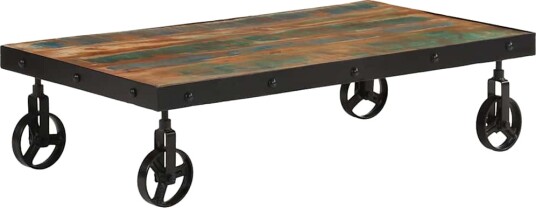 Salongbord med hjul gjenvunnet heltre 100x55x26 cm
