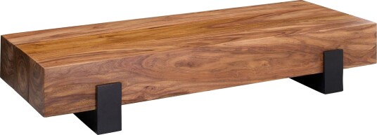 Taquanna Sofabord 115 cm Rundt Massivt Tre/Brun/Svart
