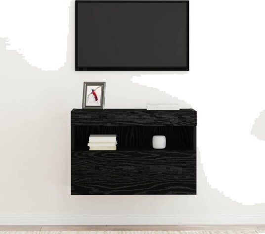 TV Veggskap med LED lys Svart Eik 60x30x40 cm TV Veggskap med LED lys Svart Eik 60x30x40 cm