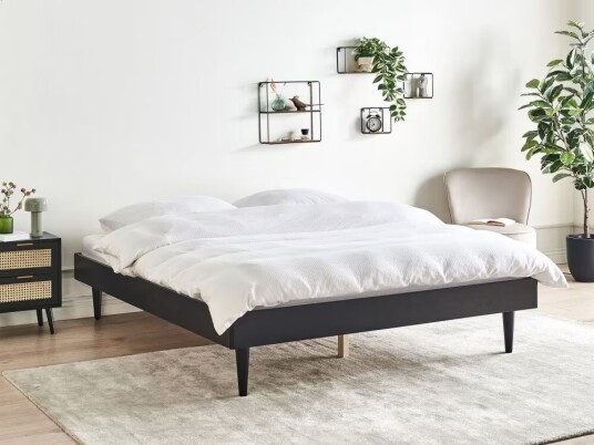 Dobbeltseng Lyst Gummitre 160 x 200 cm Lamellbunn uten Sengegavl Minimalistisk Rustikk Soverom