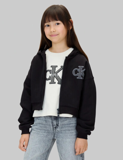 Calvin Klein Ck Logo Terry Zip Through Black 116