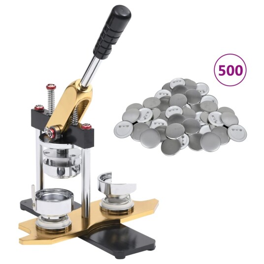 vidaXL Buttonsmaskin 500 buttonsdeler med nål 58 mm roterende stempel vidaXL Buttonsmaskin 500 buttonsdeler med nål 58 mm roterende stempel