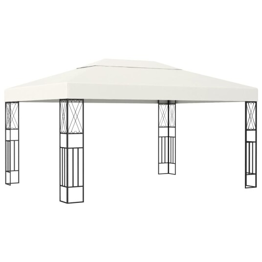 vidaXL Paviljong med LED-lysslynge 3x4 m kremhvit stoff vidaXL Paviljong med LED-lysslynge 3x4 m kremhvit stoff