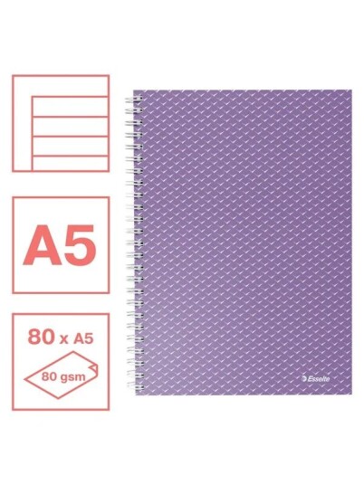 Esselte Colour"Breeze A5 Notebook lined wirebound Lavender