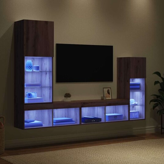 TV Vegg Enheter Veggmontert 4 pcs Artisan Eik Konstruert tre TV Vegg Enheter Veggmontert 4 pcs Artisan Eik Konstruert tre