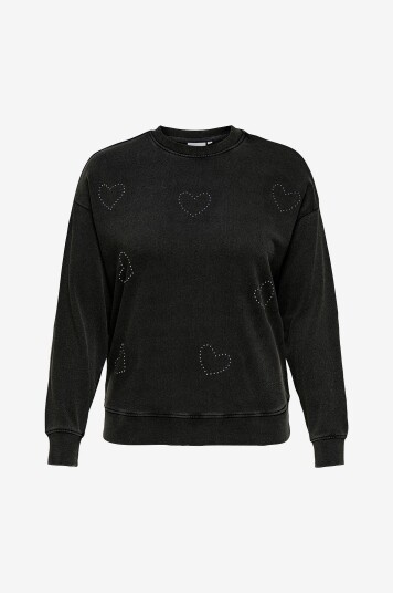 Only Carmakoma Collegegenser carInda L/S O neck Swt JrSvart